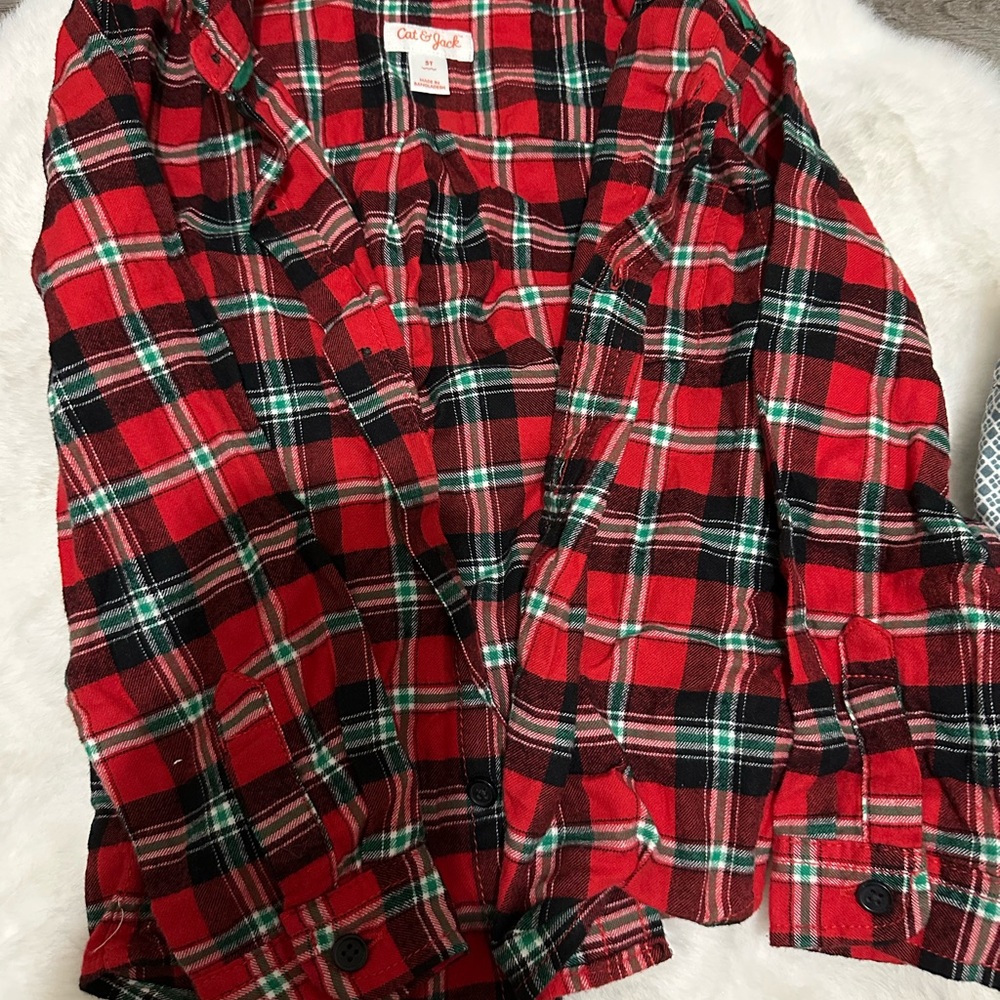 Cat & Jack Red and Black Plaid Shirt